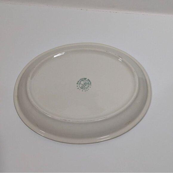 Syracuse China Oval Serving Plate Platter White Brown Rim Restaurant Ware USA - Picture 7 of 8